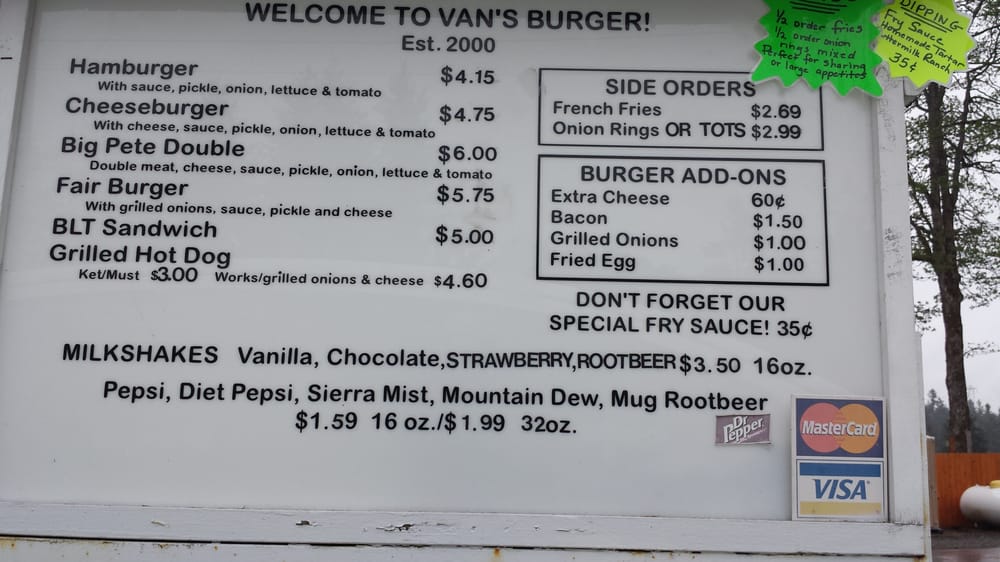 Menu - Vans Burger